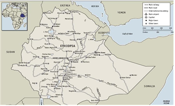   국토가 한반도의 5배인 에티오피아 지도