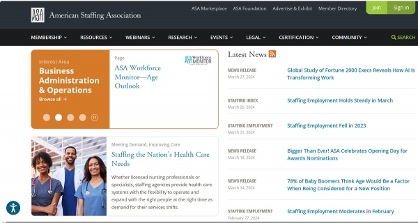 American Staffing Association (ASA) 홈페이지의 기사관련 이미지